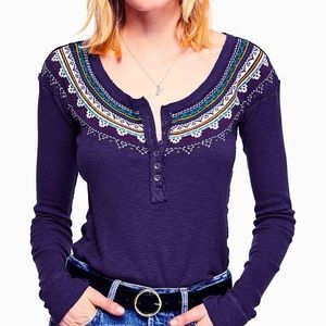Free People Fair Isle Embroidered Henley